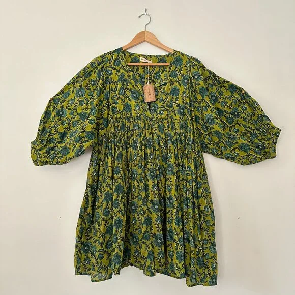 NWT Natural Life Aimee Mini Tunic Dress - Olive Floral Border - Size Large - Picture 2 of 8